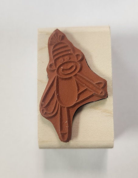 P17 Sock Monkey Rubber Stamp WM - Etsy
