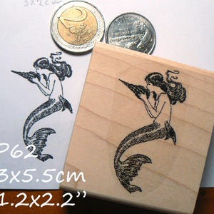 Mermaid rubber stamp P60