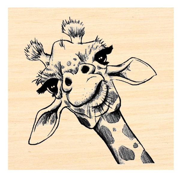 P121 Giraffe close up rubber stamp