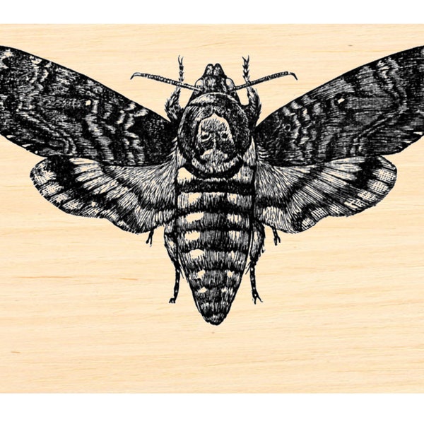 P124 Death head moth Rubber Stamp
