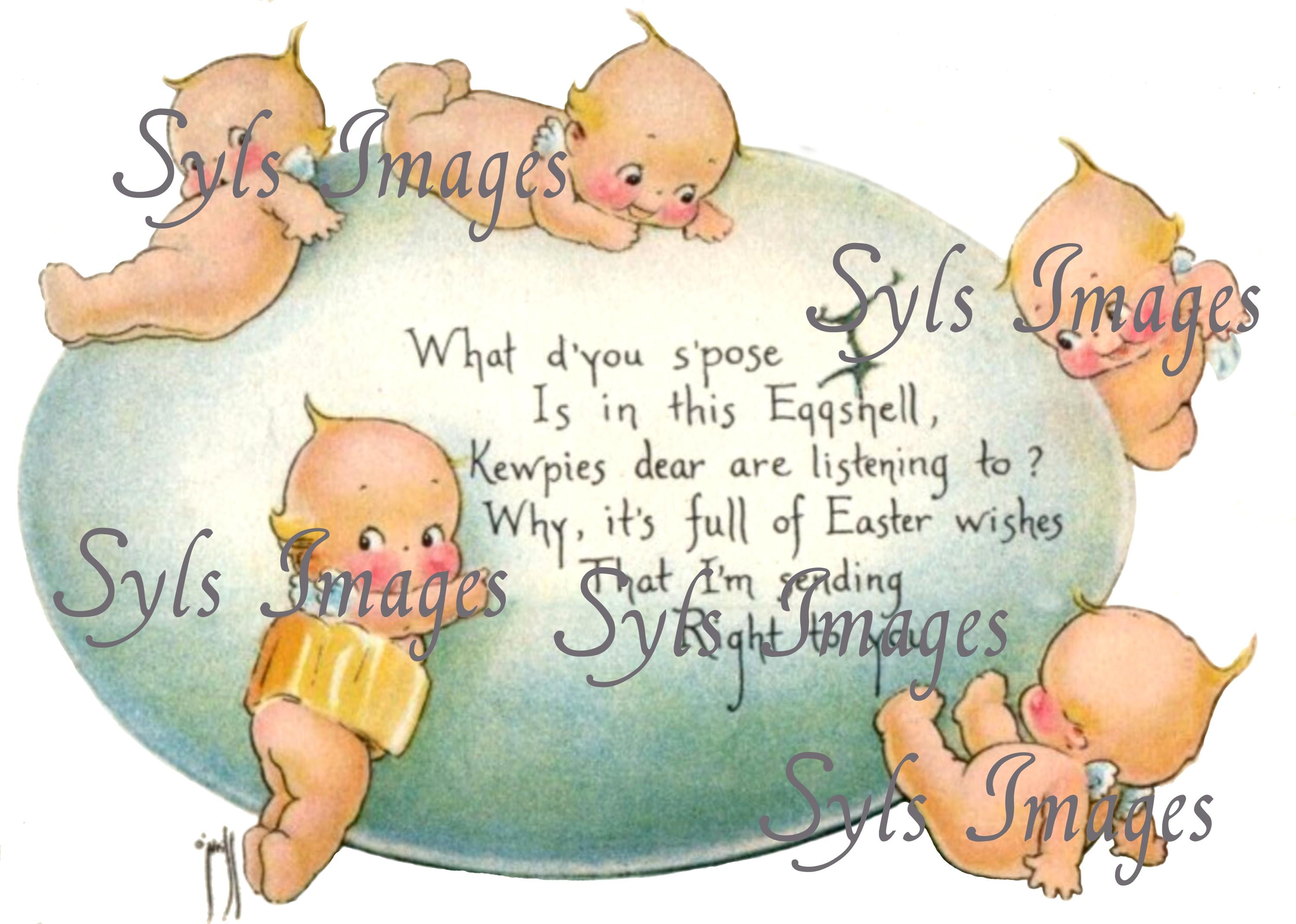 ジョンホワイト　キューピー　イースター キューピーイースターヴィンテージ画像 - デジタルダウンロード - png