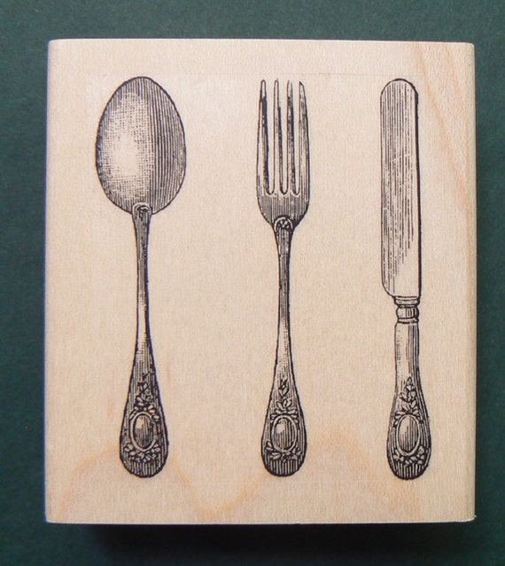 Victorian Style Utensils Rubber Stamp WM P21 