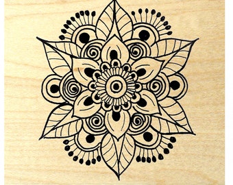 P119 Indian flower rubber stamp