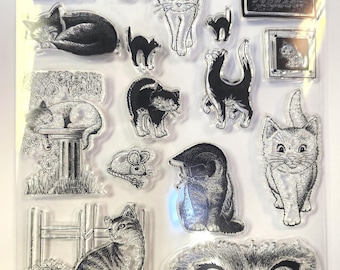 Clear polymer stamp set - Cats and kittens
