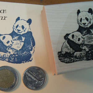 Carimbo de borracha panda mãe e bebê P74