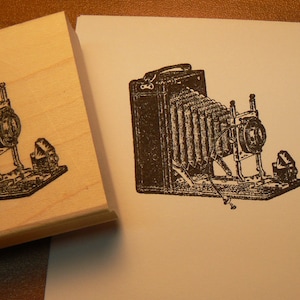 photo camera rubber stamp WM vintage style P6