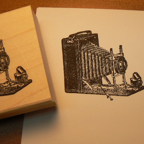 photo camera rubber stamp WM vintage style P6