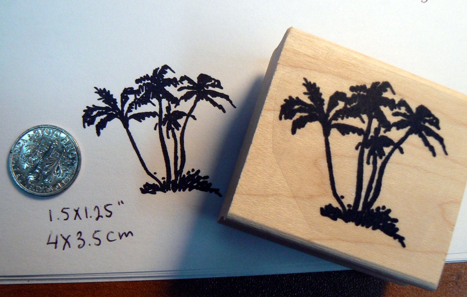 Small palm tree rubber stamp | Etsy