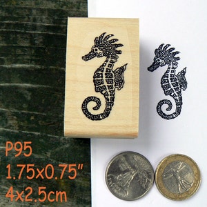 Seahorse rubber stamp P95, hand drawn