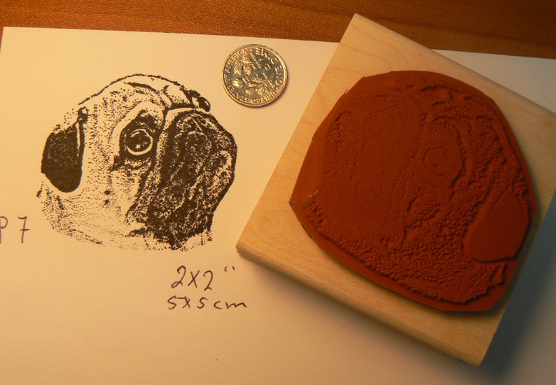 pug dog rubber stamp P7 image 2