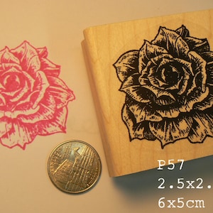 P57 Rose flower rubber stamp