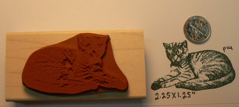 Sleeping cat rubber stamp WM P14