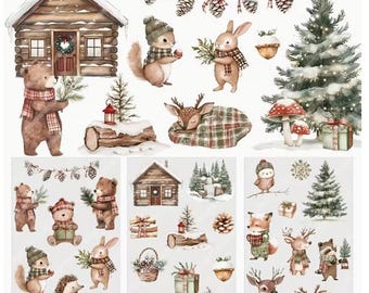 3 sheets of Woodland decals- Winter animals-Fall- Rub on transfers