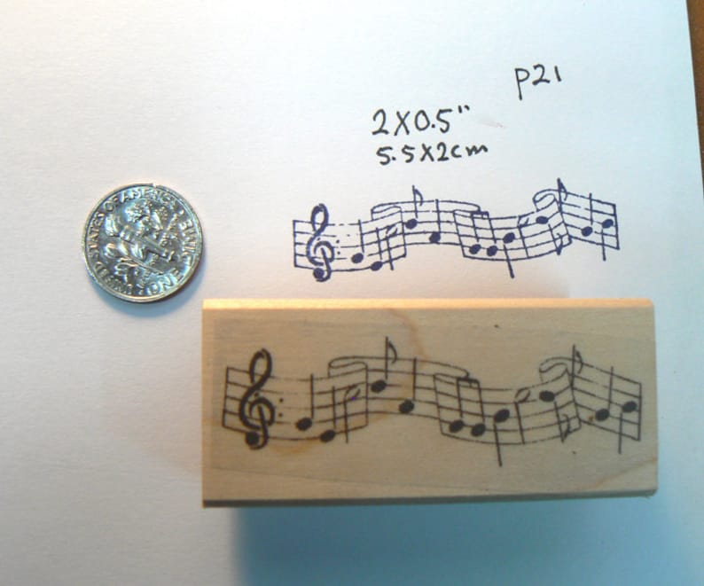 P21 musical notes rubber stamp WM image 1