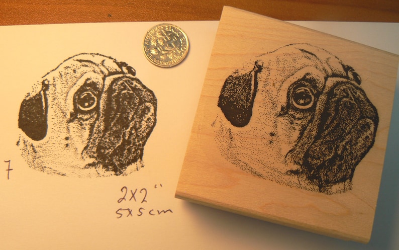 pug dog rubber stamp P7 image 1