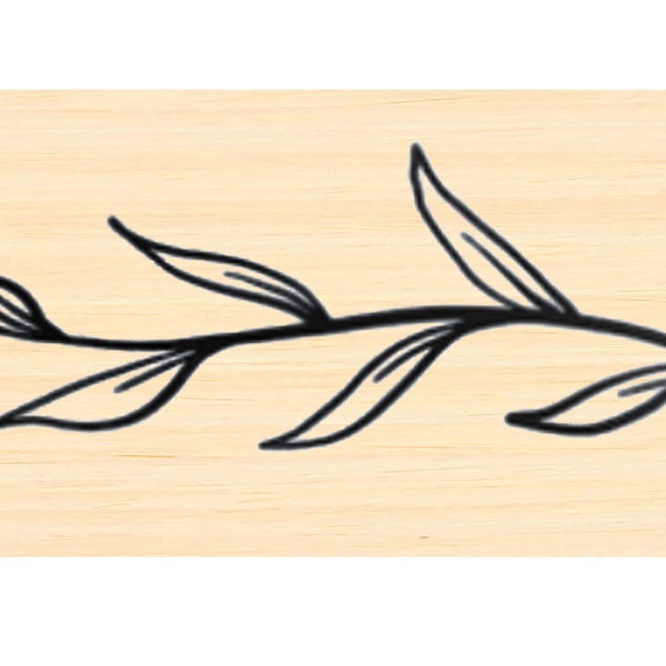 P137 Two elegant branches with leaves- one facing right- one facing left- rubber stamps