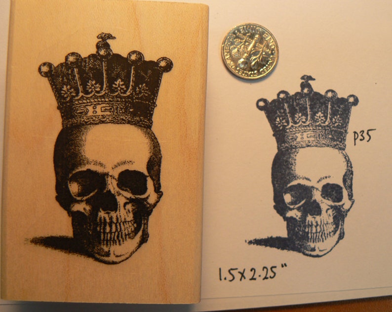 Skull with crown rubber stamp WM p35 image 1