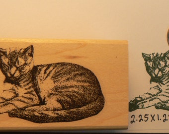 Sleeping cat rubber stamp WM P14