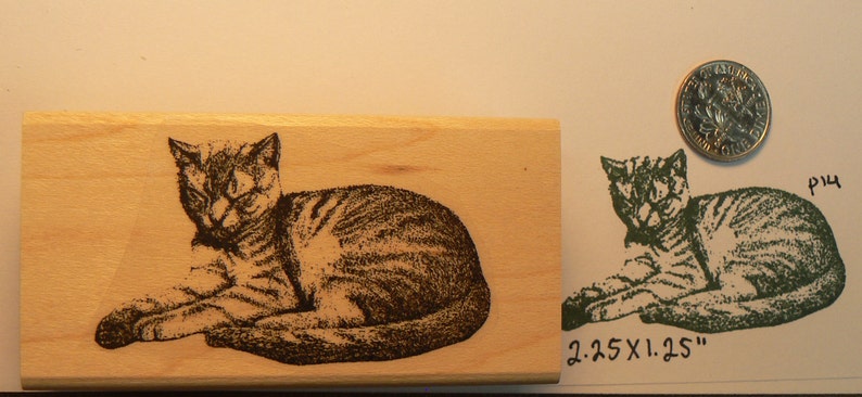 Sleeping cat rubber stamp WM P14