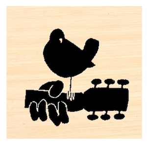 Rubberstempel Woodstock-vogel op gitaar (P123)