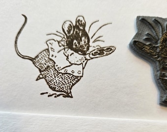 Peter rabbit's mouse with cookies rubber stamp