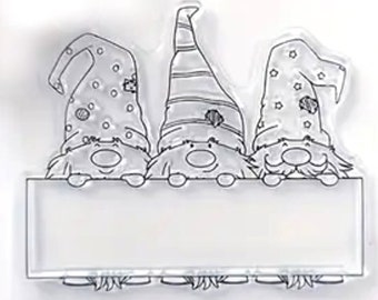 Clear Book mark Gnomes  rubber stamps 4x4"