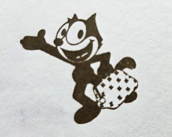 Felix the cat with bag- rubber stamp