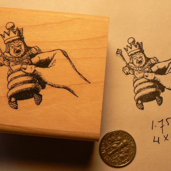 Alice in Wonderland's had holding chess king rubber stamp WM P50