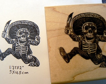 P46 The day of the dead, skeleton, rubber stamp