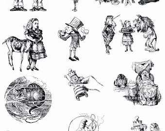 P50 Alice in wonderland un mounted rubber stamp sheet 8.5x11"