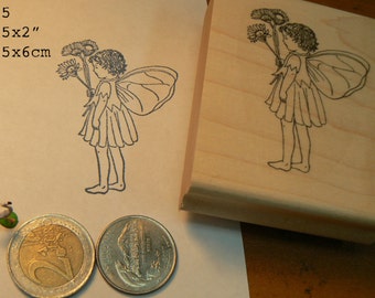 P65 flower fairy rubber stamp, Hand drawn