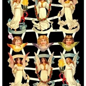 Troqueles de papel de ángeles, estilo vintage, papel alemán troquelado en relieve 7332