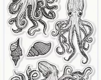 Clear polymer stamp set - Octopus