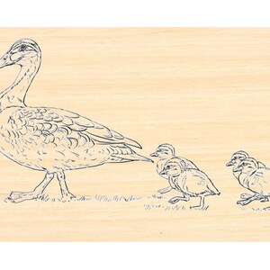 Tampon en caoutchouc P129 Mamma Duck avec des bébés