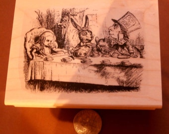 Mad hatter's tea party-Alice in wonderland WM rubber stamp P8