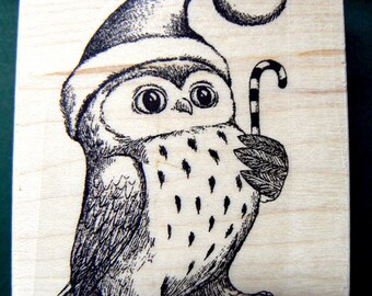 Christmas owl rubber stamp WM P29