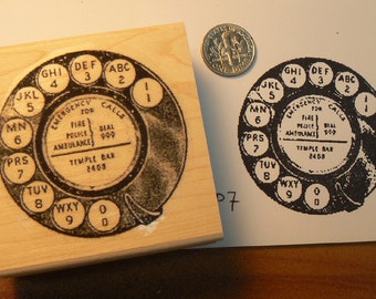 Vintage Phone dial rubber stamp  P7