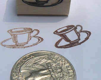 P24 Teacup  miniature rubber stamp miniature