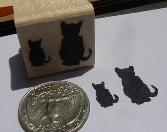 Miniatur Katzen Scherenschnitt Stil, Stempel Wm P24