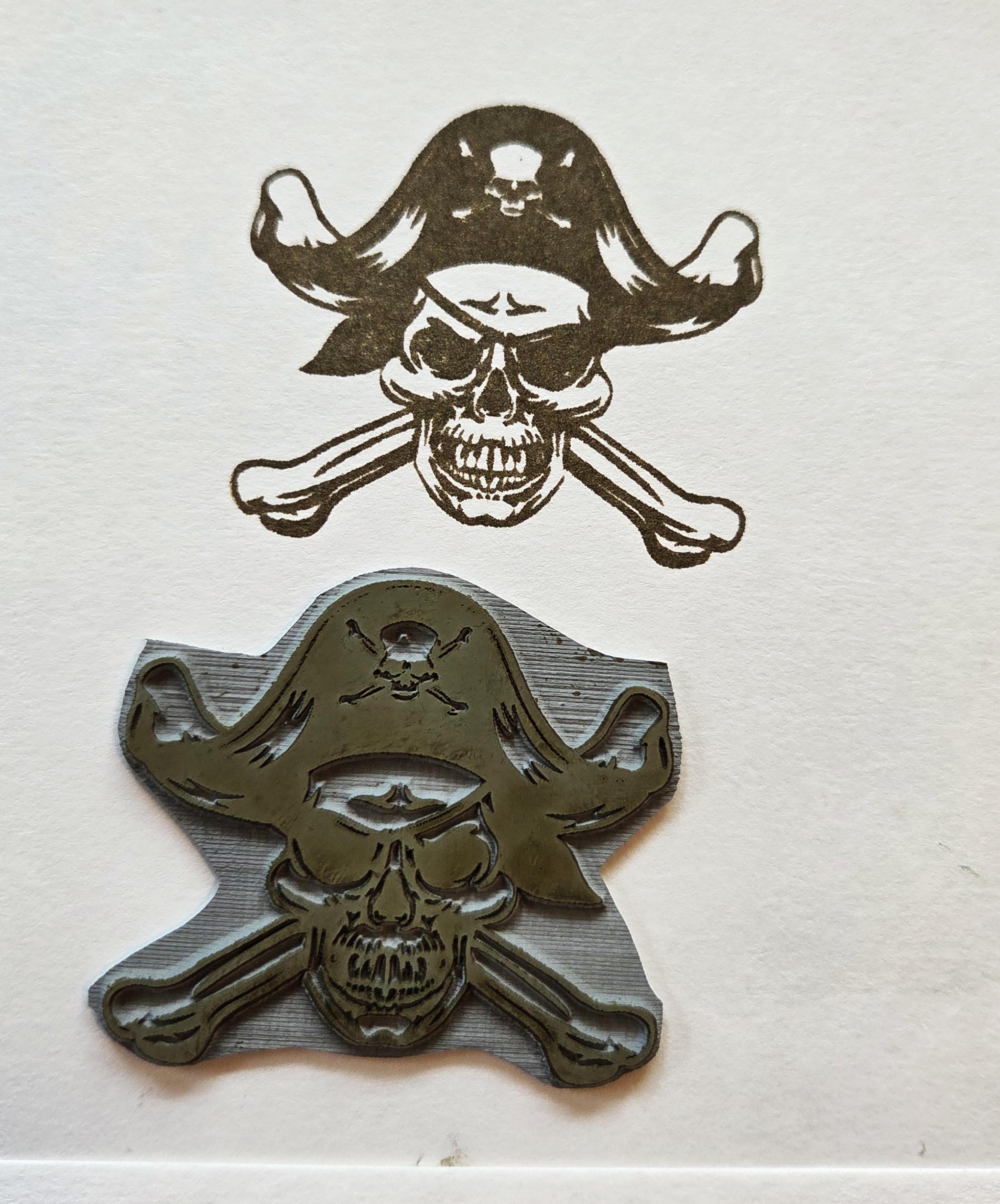 Pirate with cross bones -Jolly Roger- rubber stamp