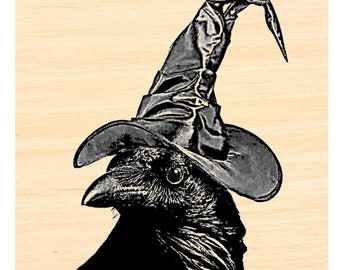 P123 魔女の帽子をかぶったハロウィンのカラス - Etsy 日本