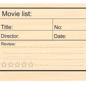 p121 Sello de goma con lista de películas
