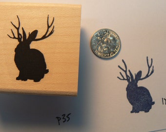 Jackalope rubber stamp P35