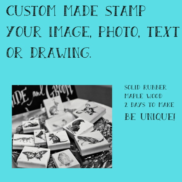 Custom made rubber stamp, wood mounted - Your size - Your image - Logo- Branding-Fabric marking