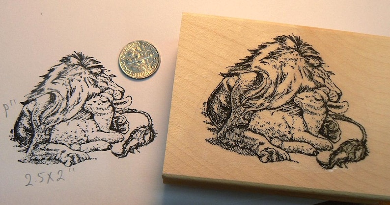 P11 Lion and lamb rubber stamp image 1