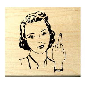 P120 Carimbo de borracha da senhora Flipping the Bird