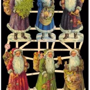 Troqueles de papel vintage de Papá Noel para Navidad: papel alemán troquelado en relieve 7305