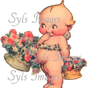 Flower Kewpie -  digital download png, jpg