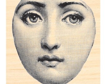 P132 Vintage Woman's face rubber stamp