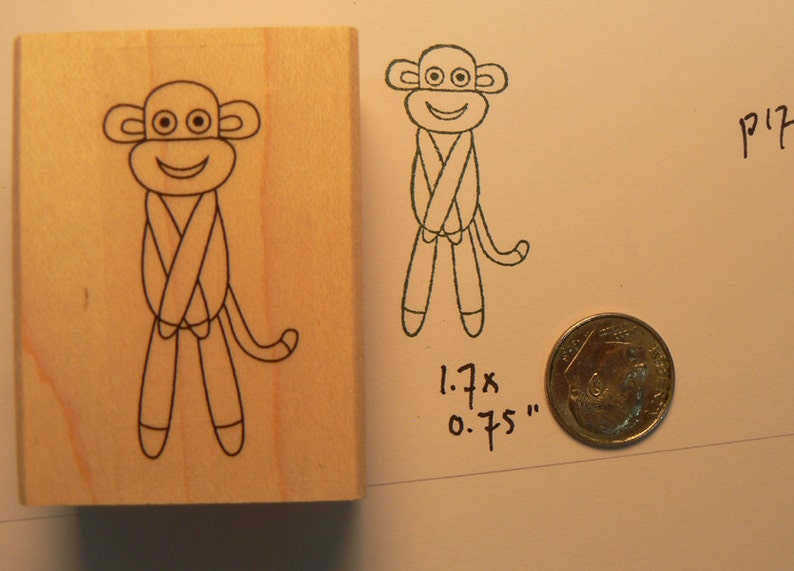 P17 Sock Monkey Rubber Stamp WM image 1